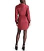 Color:Wine - Image 2 - Barcelona Washed Satin Point Collar Long Sleeve Shirt Dress