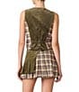 Steve Madden Barret Plaid Mixed Media V-Neck Sleeveless Button Front Vest - Image 2