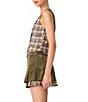 Steve Madden Barret Plaid Mixed Media V-Neck Sleeveless Button Front Vest - Image 3