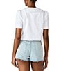 Steve Madden Barrette Collared Short Sleeve Tie Front Puckered Cotton Top - Image 2