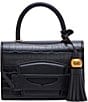 Steve Madden Be Preppy Crocodile Embossed Satchel Bag, Color:Black - Image 1