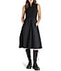 Color:Black - Image 1 - Berlin Mock Neck Half Zip Sleeveless Dress