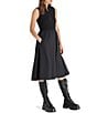 Color:Black - Image 3 - Berlin Mock Neck Half Zip Sleeveless Dress