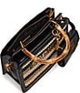 Steve Madden Bevelynu Raffia Box Bamboo Statement Handle Contrast Trim Tote Bag, Color:Black Multi - Image 3