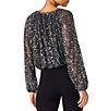 Steve Madden Beverlie Scoop Neck Long Bubble Sleeve Sequin Mesh Top - Image 2