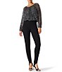 Steve Madden Beverlie Scoop Neck Long Bubble Sleeve Sequin Mesh Top - Image 3