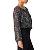 Steve Madden Beverlie Scoop Neck Long Bubble Sleeve Sequin Mesh Top - Image 4