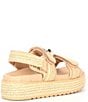 Color:Natural - Image 2 - Bigmona Raffia Buckle Detail Platform Sandals