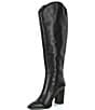 Color:Black - Image 4 - Bixby Leather Western Inspired Block Heel Tall Boots