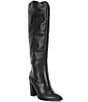 Color:Black - Image 1 - Bixby Leather Western Inspired Block Heel Tall Boots