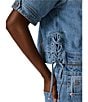 Steve Madden Blu Collared Short Sleeve Denim Trucker Jacket - Image 3