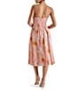 Steve Madden Bondi Woven Floral Print Corset Scoop Neck Sleeveless A-Line Midi Dress, Color:Lychee - Image 2