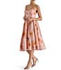 Steve Madden Bondi Woven Floral Print Corset Scoop Neck Sleeveless A-Line Midi Dress, Color:Lychee - Image 3