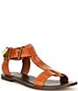 Color:Tan - Image 1 - Brazinn Leather Flat Sandals