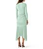 Steve Madden Brioni Asymmetrical Neck Long Sleeve Mesh Midi Dress, Color:Dusty Teal - Image 2