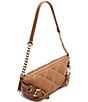Color:Cognac - Image 5 - Candi Gold Chain Quilted Shoulder Bag