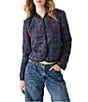 Steve Madden Carlene Wool Blend Collared Long Sleeve Tweed Jacket, Color:Blue - Image 1