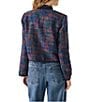 Steve Madden Carlene Wool Blend Collared Long Sleeve Tweed Jacket, Color:Blue - Image 2