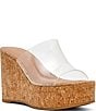 Steve Madden Cassi Cork Clear Vinyl Platform Wedge Slide Sandals - Image 1