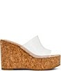 Steve Madden Cassi Cork Clear Vinyl Platform Wedge Slide Sandals - Image 2
