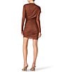 Steve Madden Catrina Mock Neck Long Sleeve Ruched Mesh Mini Dress - Image 2