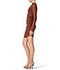 Steve Madden Catrina Mock Neck Long Sleeve Ruched Mesh Mini Dress - Image 3