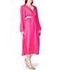 Color:Pink Glow - Image 3 - Cerys Satin Crepe V-Neck Waist Cut-Out Long Sleeve Midi Dress