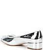 Color:Silver - Image 3 - Cherish Patent Block Heel Ballerina Bow Pumps