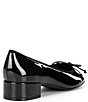 Color:Black - Image 2 - Cherish Patent Block Heel Ballerina Bow Pumps