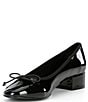 Color:Black - Image 4 - Cherish Patent Block Heel Ballerina Bow Pumps