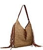 Steve Madden Coltie Straw Shoulder Bag, Color:Cognac - Image 5
