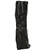 Color:Black - Image 2 - Corenne Leather Foldover Buckle Strap Tall Wedge Boots
