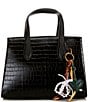 Steve Madden Crocodile Embossed Multi Charm Tote Bag, Color:Black - Image 1