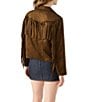Steve Madden Dallas Collared Long Sleeve Fringe Faux Suede Jacket, Color:Chestnut - Image 2