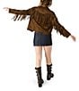 Steve Madden Dallas Collared Long Sleeve Fringe Faux Suede Jacket, Color:Chestnut - Image 3