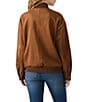 Steve Madden Dean Faux Suede Oversized Crewneck Zipper Front Long Sleeve Jacket, Color:Chicory Coffee - Image 2