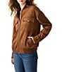 Steve Madden Dean Faux Suede Oversized Crewneck Zipper Front Long Sleeve Jacket, Color:Chicory Coffee - Image 3