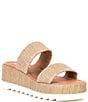 Color:Raffia - Image 1 - Defuse Raffia Cork Wedge Platform Sandals