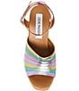 Color:Multi - Image 5 - Delvina Rainbow Metallic Leather Cork Platform Sandals