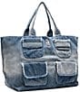 Color:Denim - Image 5 - Denim Anisia Multi Pocket Tote Bag