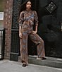 Steve Madden Dove Flocked Jacquard Paisley Collared Long Sleeve Coordinating Denim Jacket - Image 5