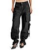 Steve Madden Duo Mid Rise Oversized Cargo Pants, Color:Black - Image 1