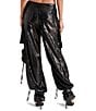 Steve Madden Duo Sequin Mid Rise Cargo Pants, Color:Black - Image 2
