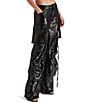 Steve Madden Duo Sequin Mid Rise Cargo Pants, Color:Black - Image 3