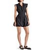 Steve Madden Dyanne Point Collar Neck Cap Sleeve Zip Front Bubble Hem Mini Dress - Image 3