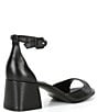 Color:Black - Image 2 - Ella Leather Ankle Strap Block Heel Sandals