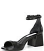 Color:Black - Image 4 - Ella Leather Ankle Strap Block Heel Sandals