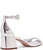 Color:Silver - Image 3 - Ella Metallic Leather Ankle Strap Block Heel Dress Sandals