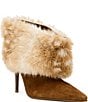 Steve Madden Enella Faux Fur Cuff Pointed Toe Stiletto Ankle Booties - Image 1