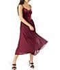 Steve Madden Estrella V-Neck Spaghetti Strap Pleated Midi Dress, Color:Wine - Image 3